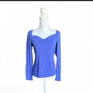 Kaileigh Women's blue ribbed knit long sleeve top Size Large NWOT